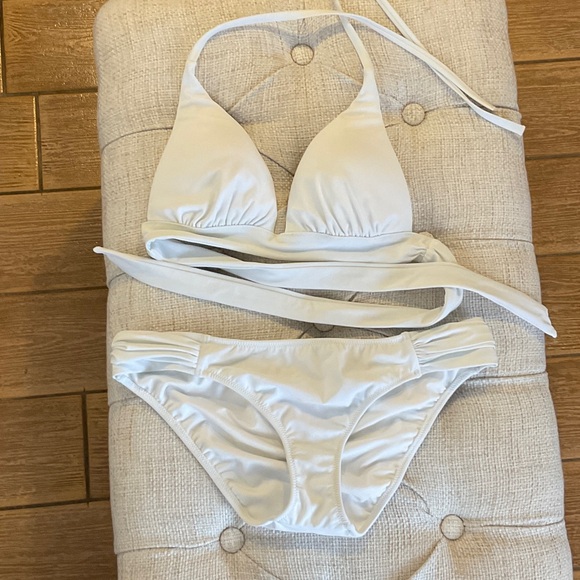 Victoria's Secret Other - Victoria's Secret White Bikini with Pink Logo Print